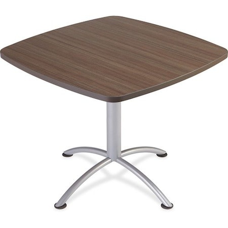 Iceberg Square Table, Walnut Top, Silver Frame, 36 in W x 36 in L ICE69727